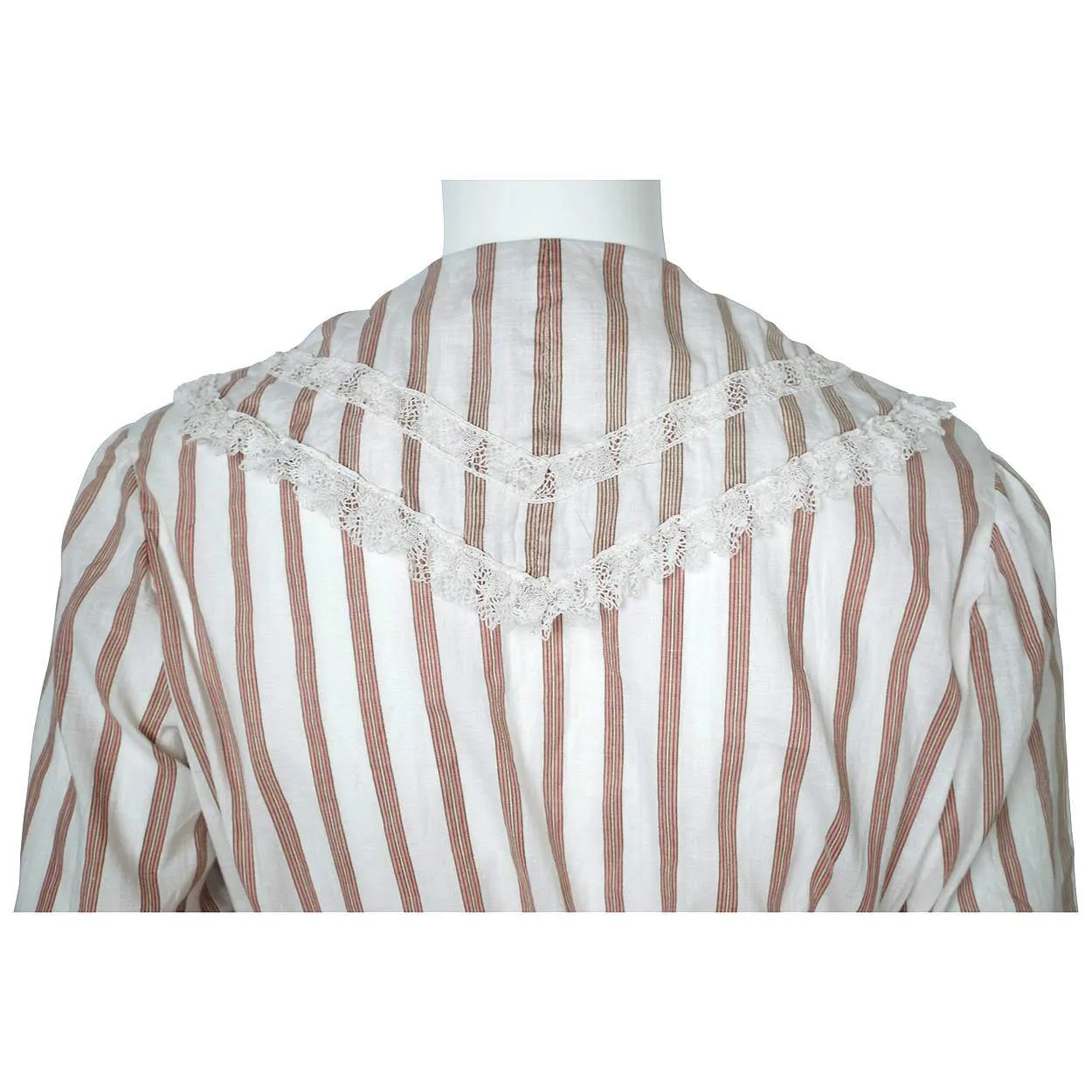 1910s Antique Striped Cotton Day Dress circa 1914