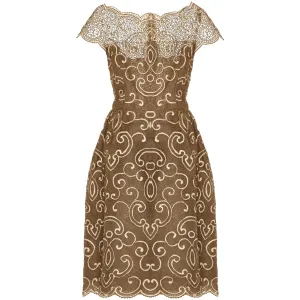 1960s Samuel Winston Gold Lace Dress
