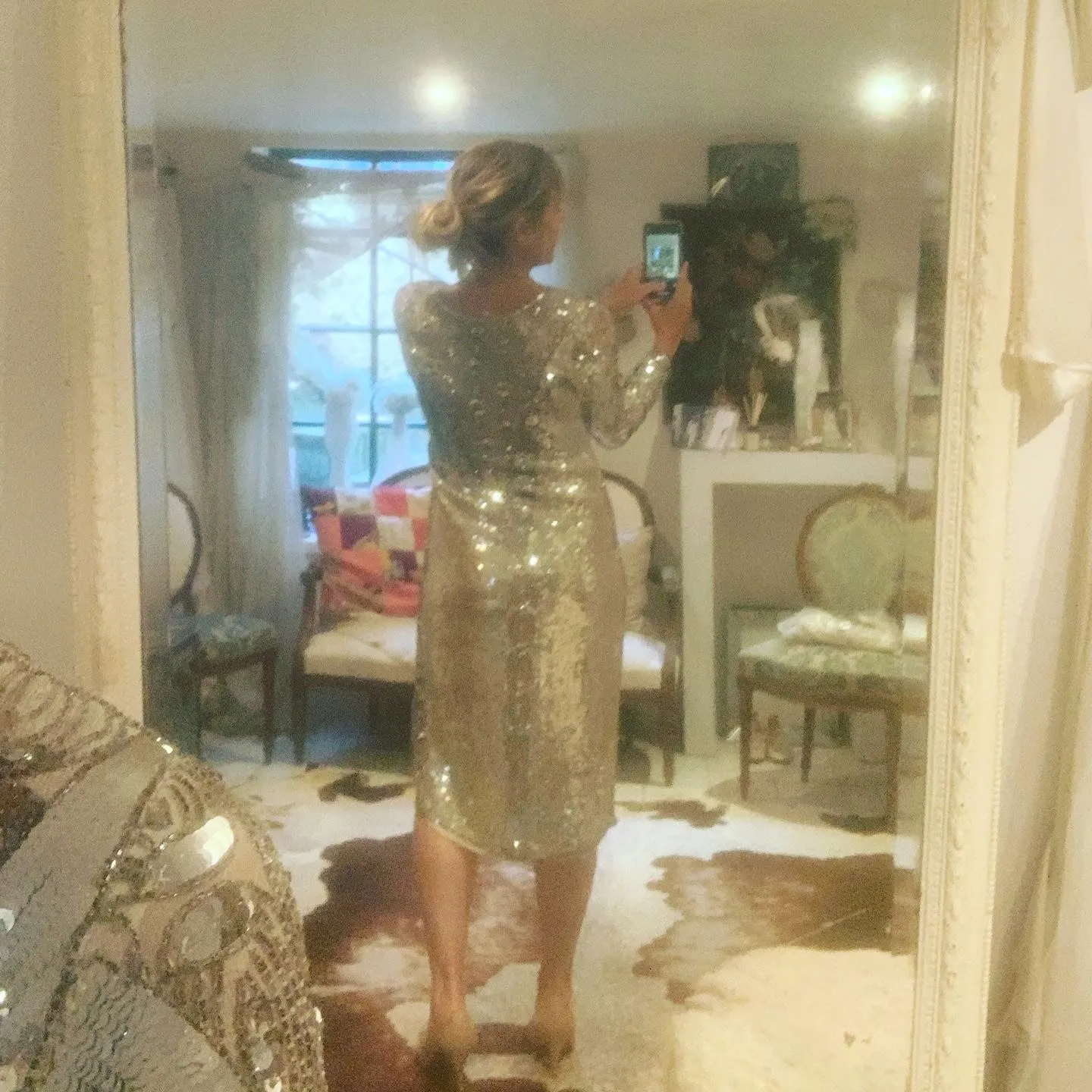 1980s silver sequin party dress