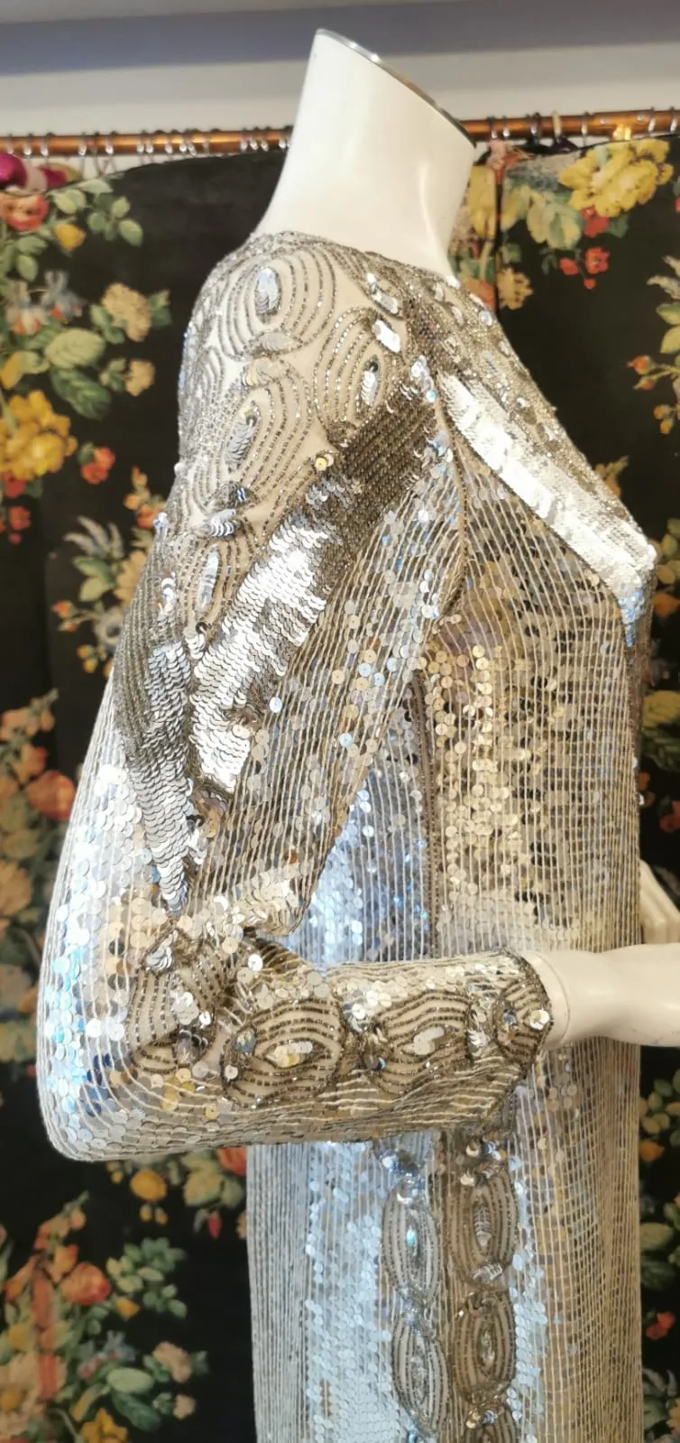 1980s silver sequin party dress