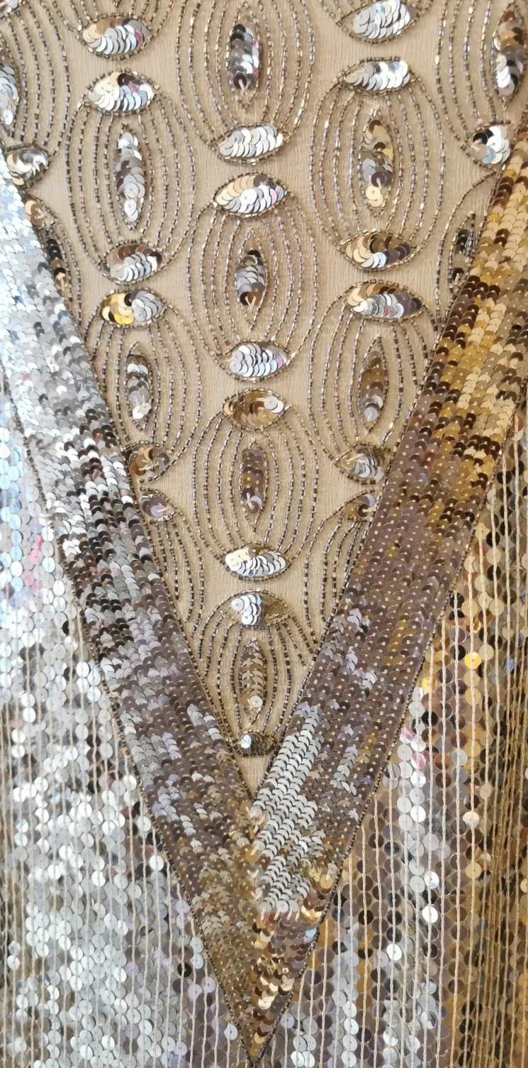 1980s silver sequin party dress