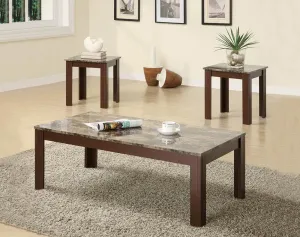 3-piece Faux Marble Top Occasional Set Brown