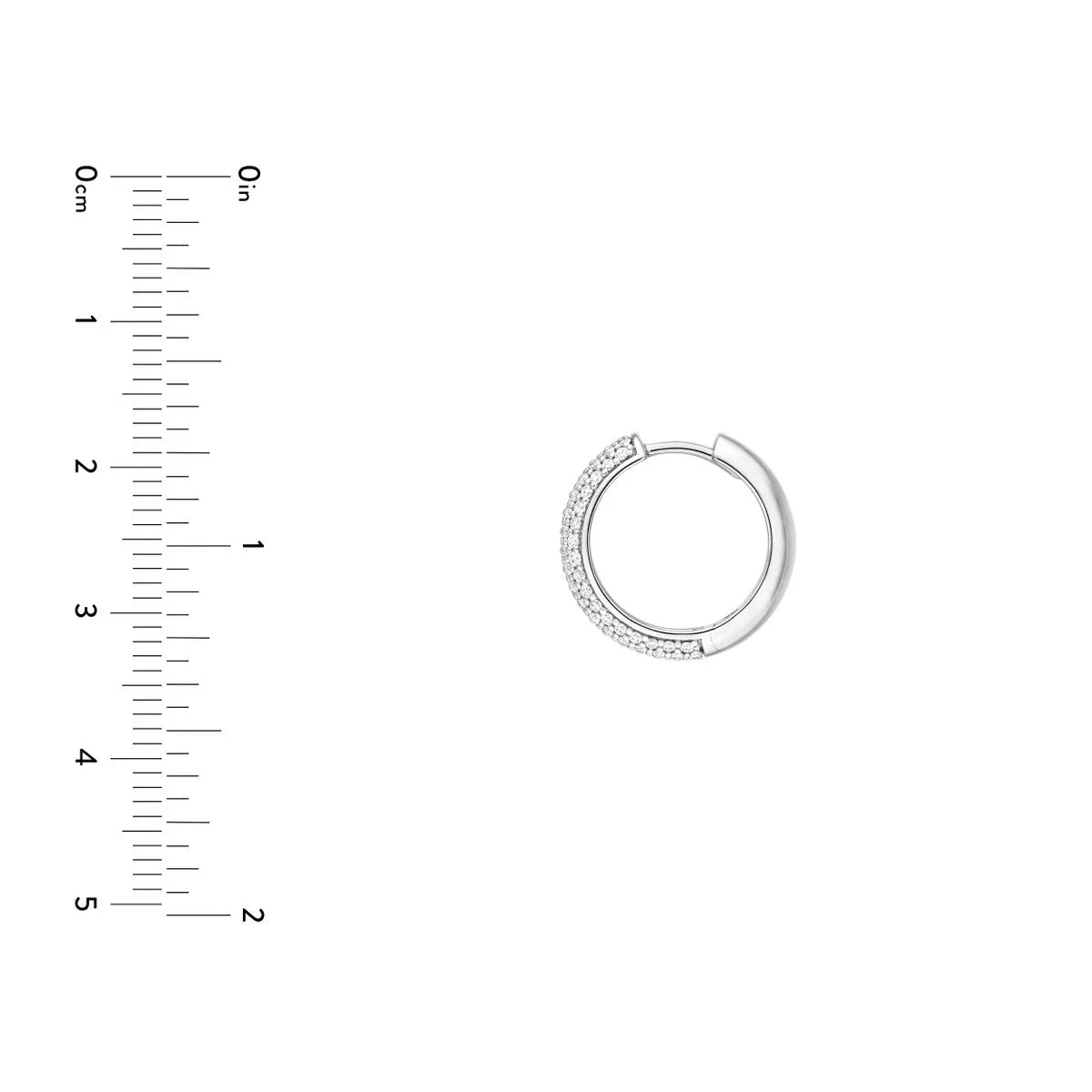 7/8ctw Diamond Pave Huggie Earrings - Five Rows of Diamonds - 14K White Gold - by Dazyle