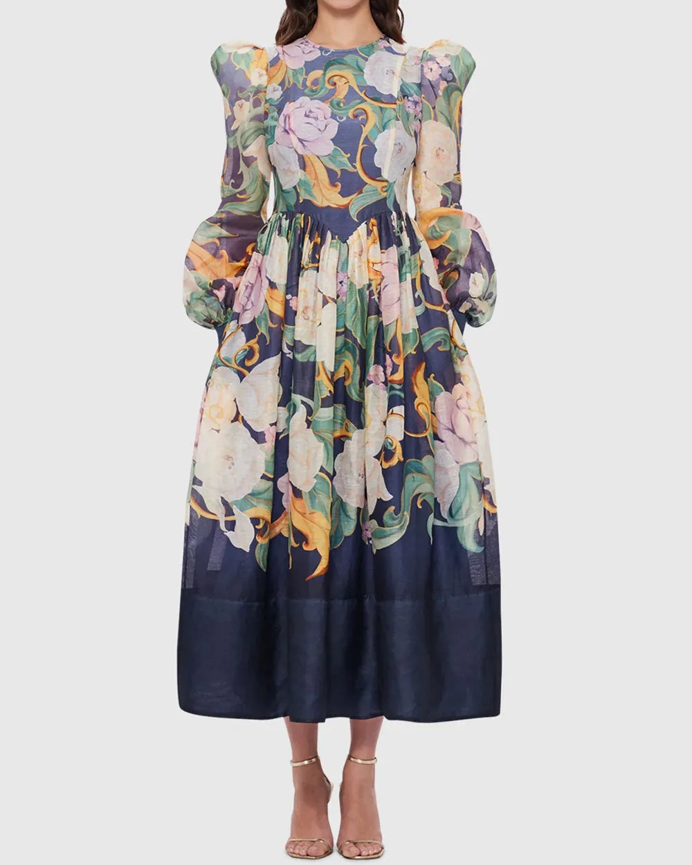 Adorn Print in Virtue Jordana Structured Shoulder Dress