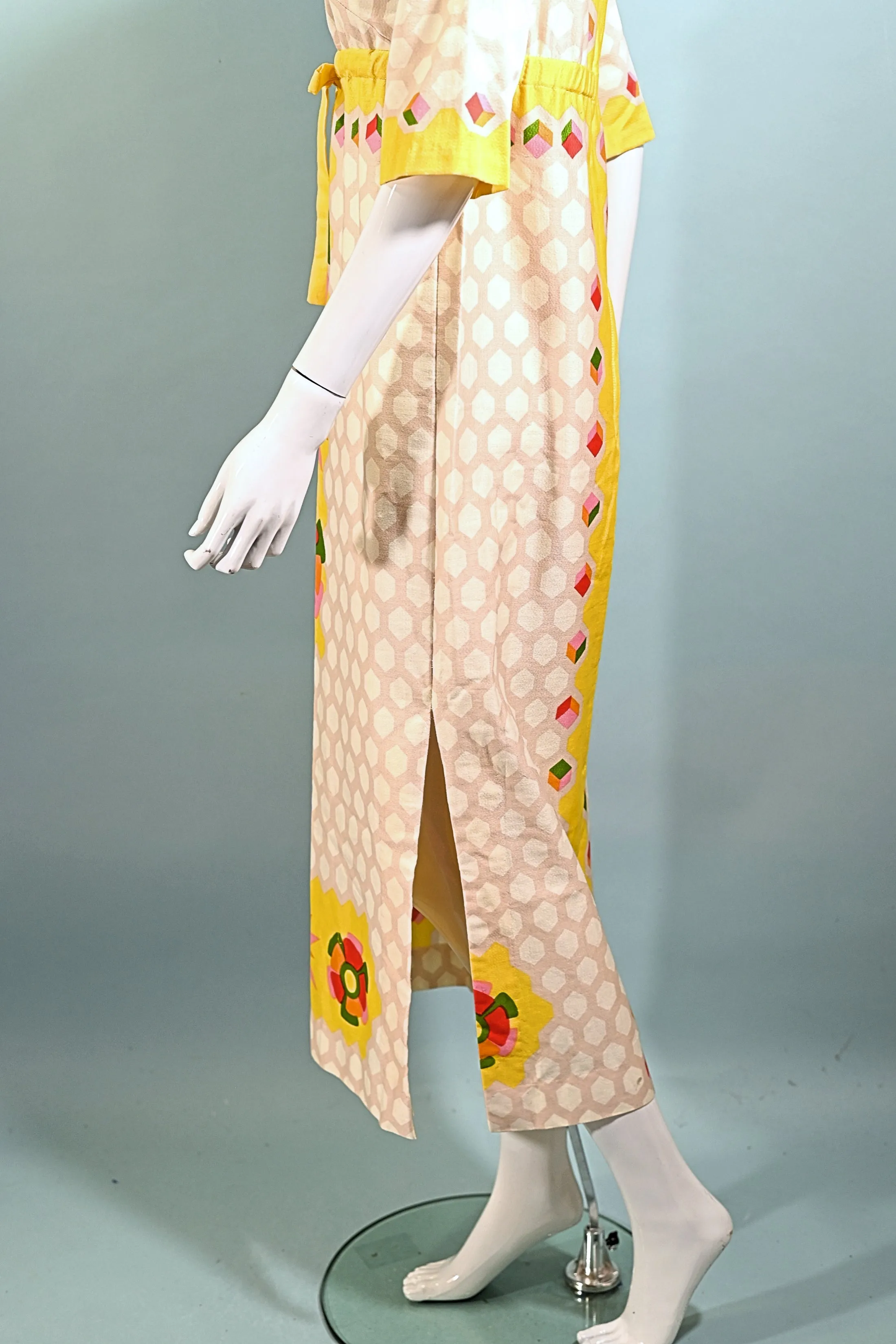 Alex Coleman 60s Mod Hippie Maxi Dress, Empire Waist Floral Print Dress