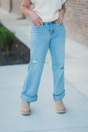 Anna Ankle Cuff Wide Leg Jeans