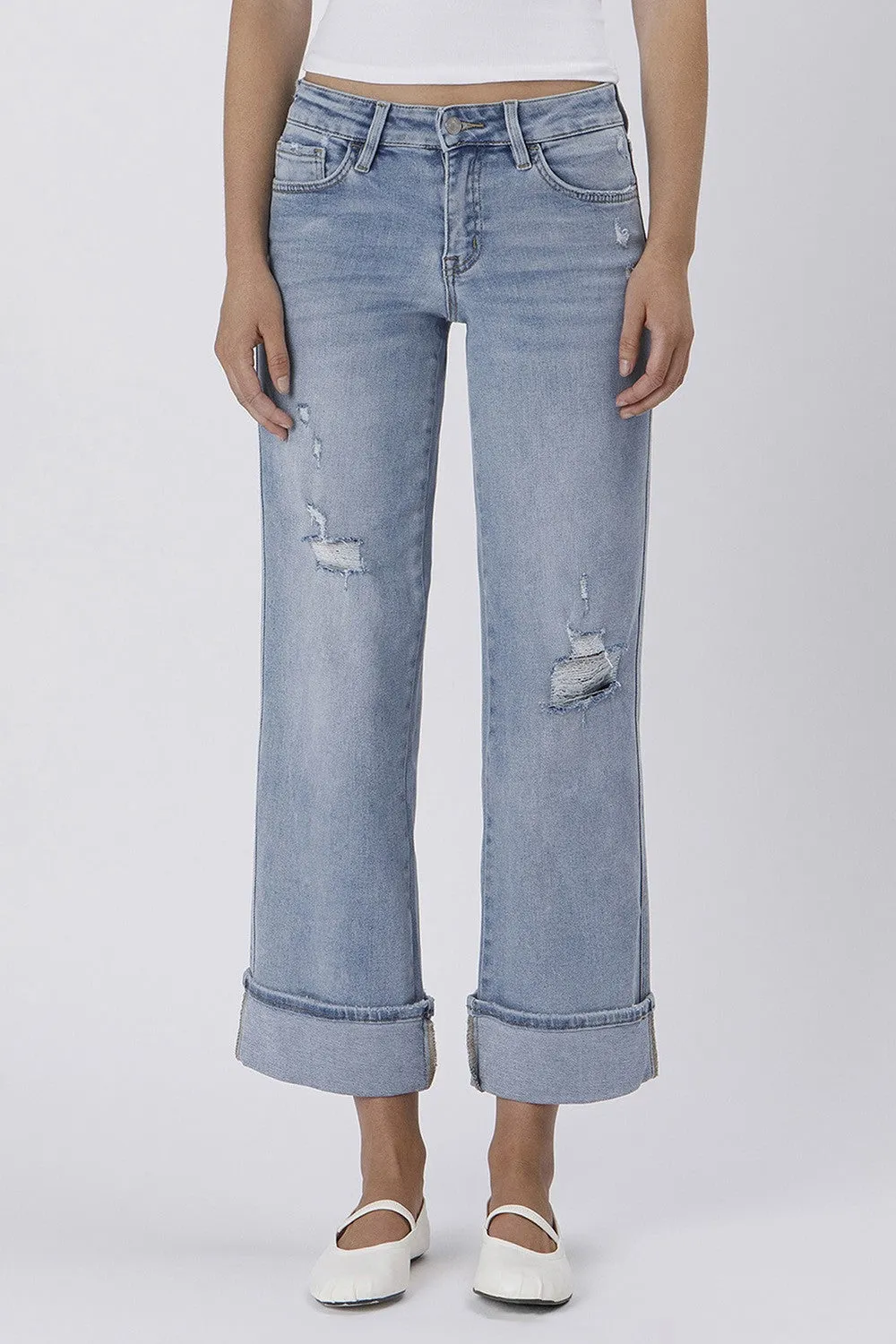 Anna Ankle Cuff Wide Leg Jeans