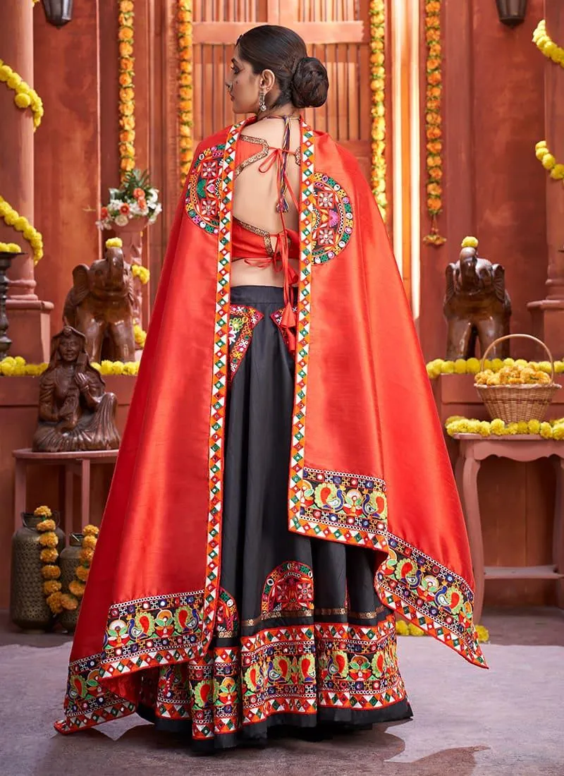 Art Silk Base Designer Black Chaniya Choli For Navratri