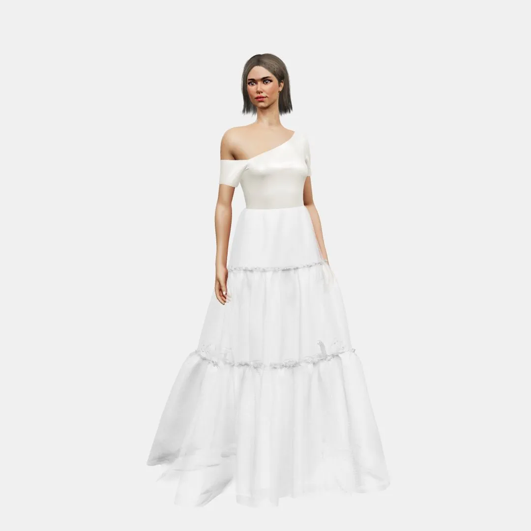 Assymetrical   A-lined tiered tulle