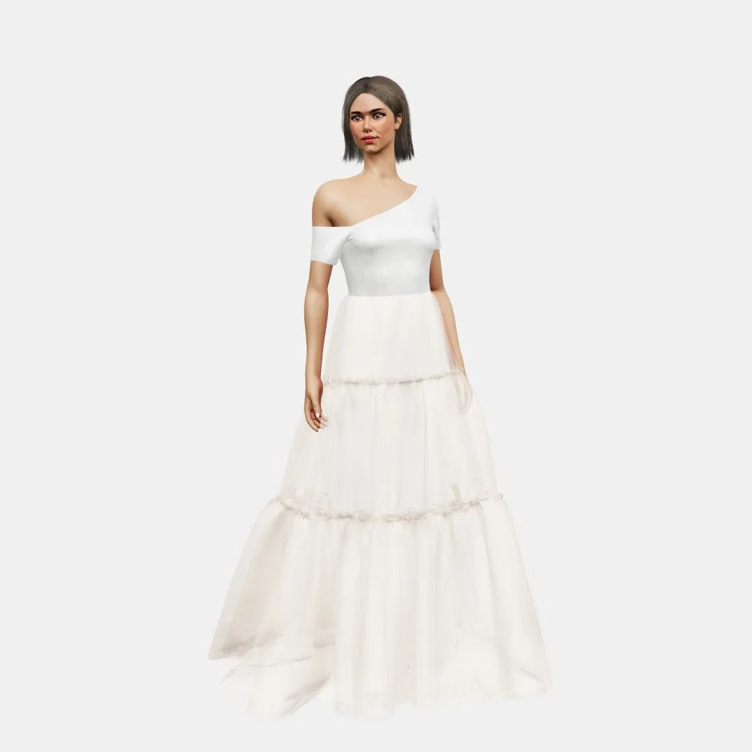 Assymetrical A-lined tiered tulle