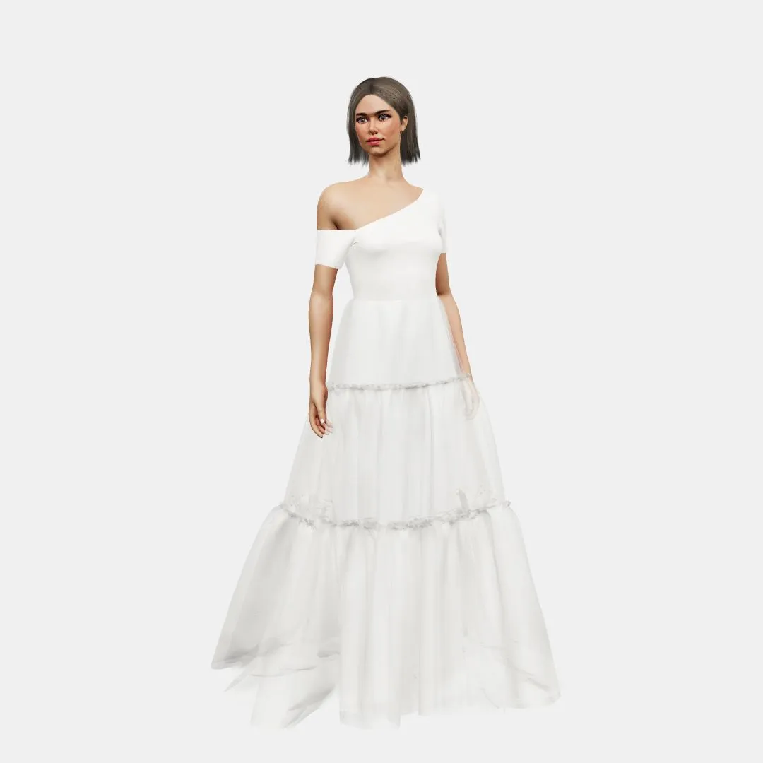 Assymetrical A-lined tiered tulle