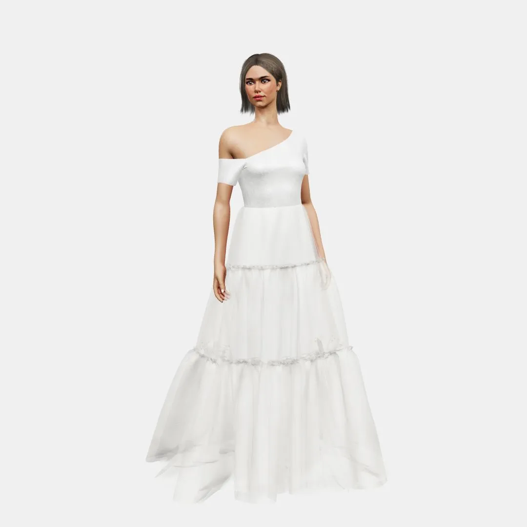 Assymetrical A-lined tiered tulle