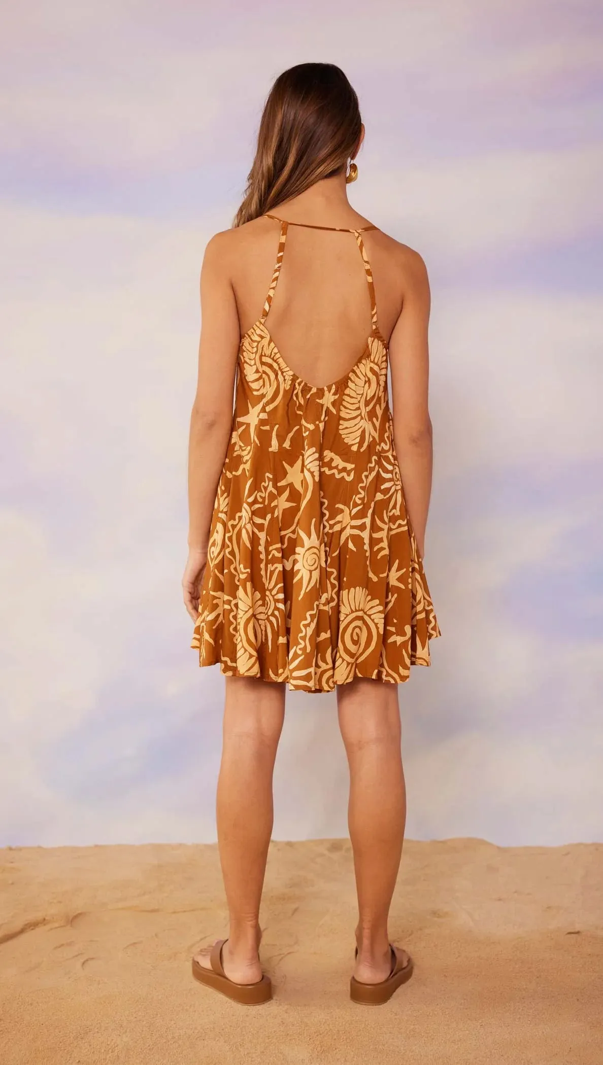Astrid Mini Dress - Gold/Brown