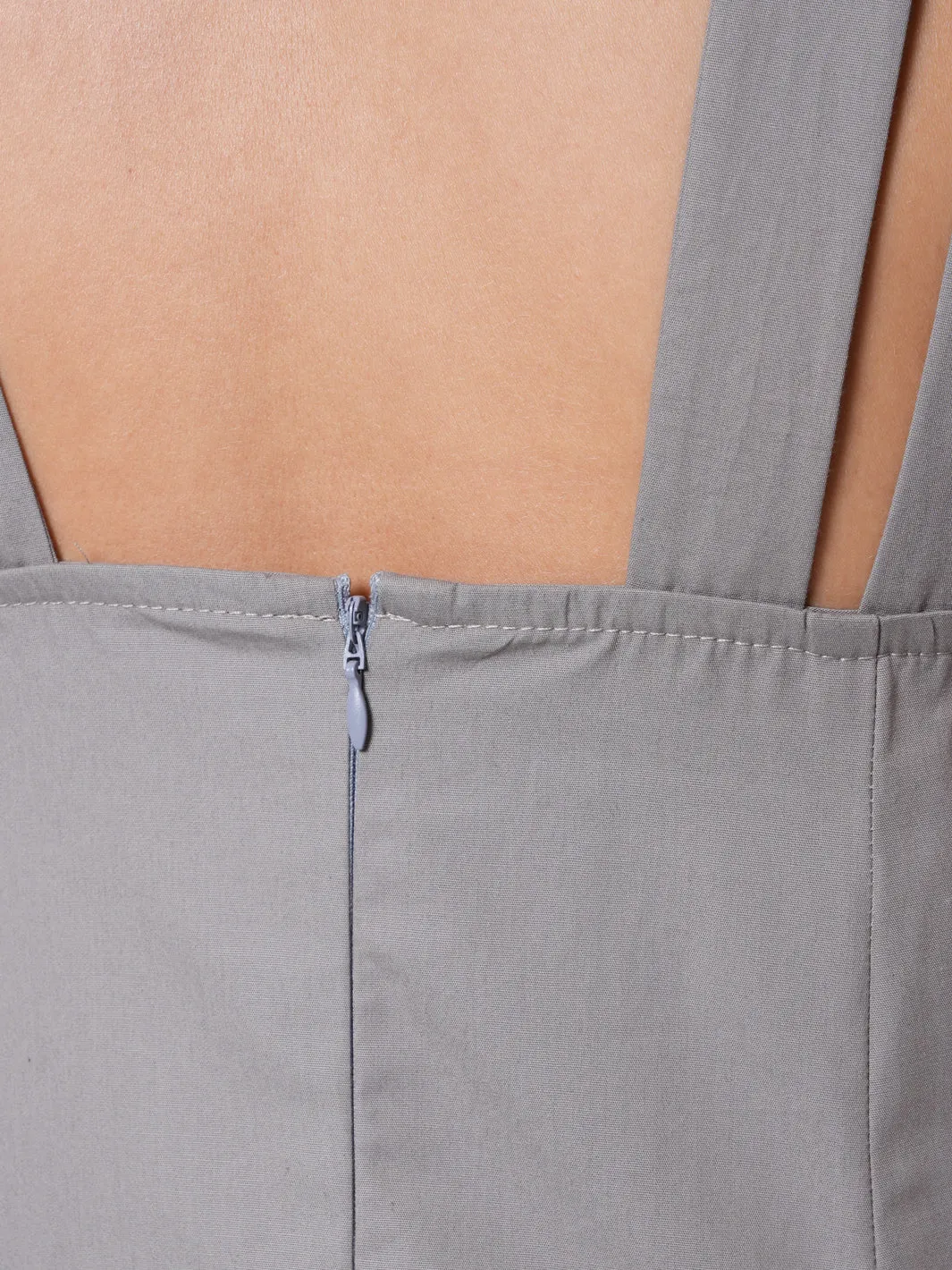 Asymmetric Long Cotton Dress In Gray