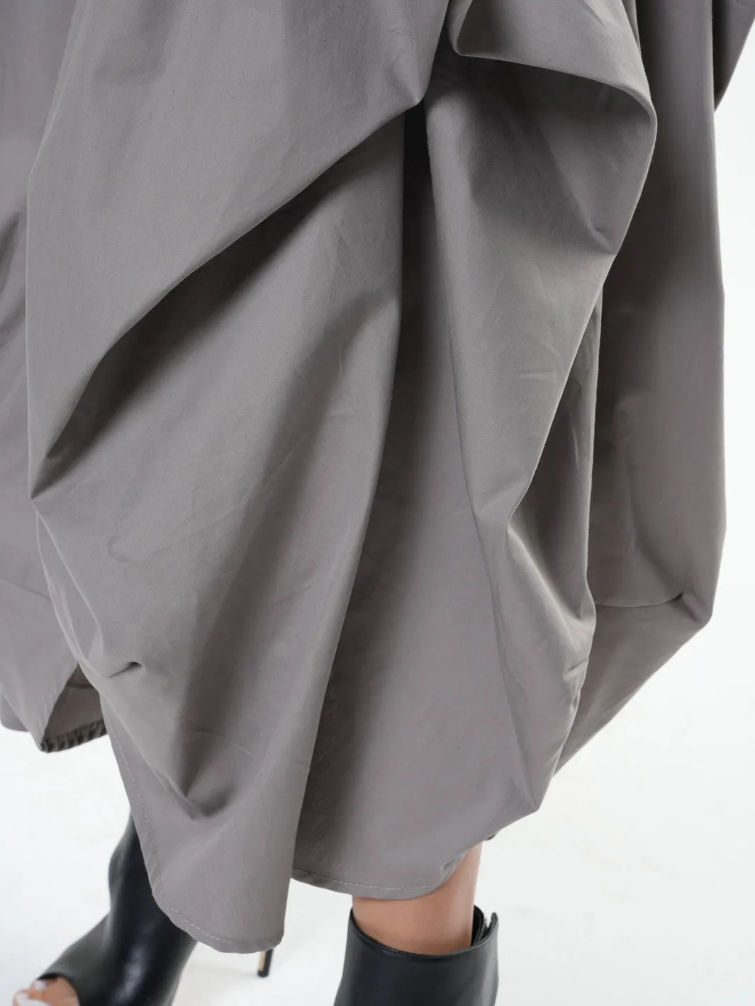 Asymmetric Long Cotton Dress In Gray