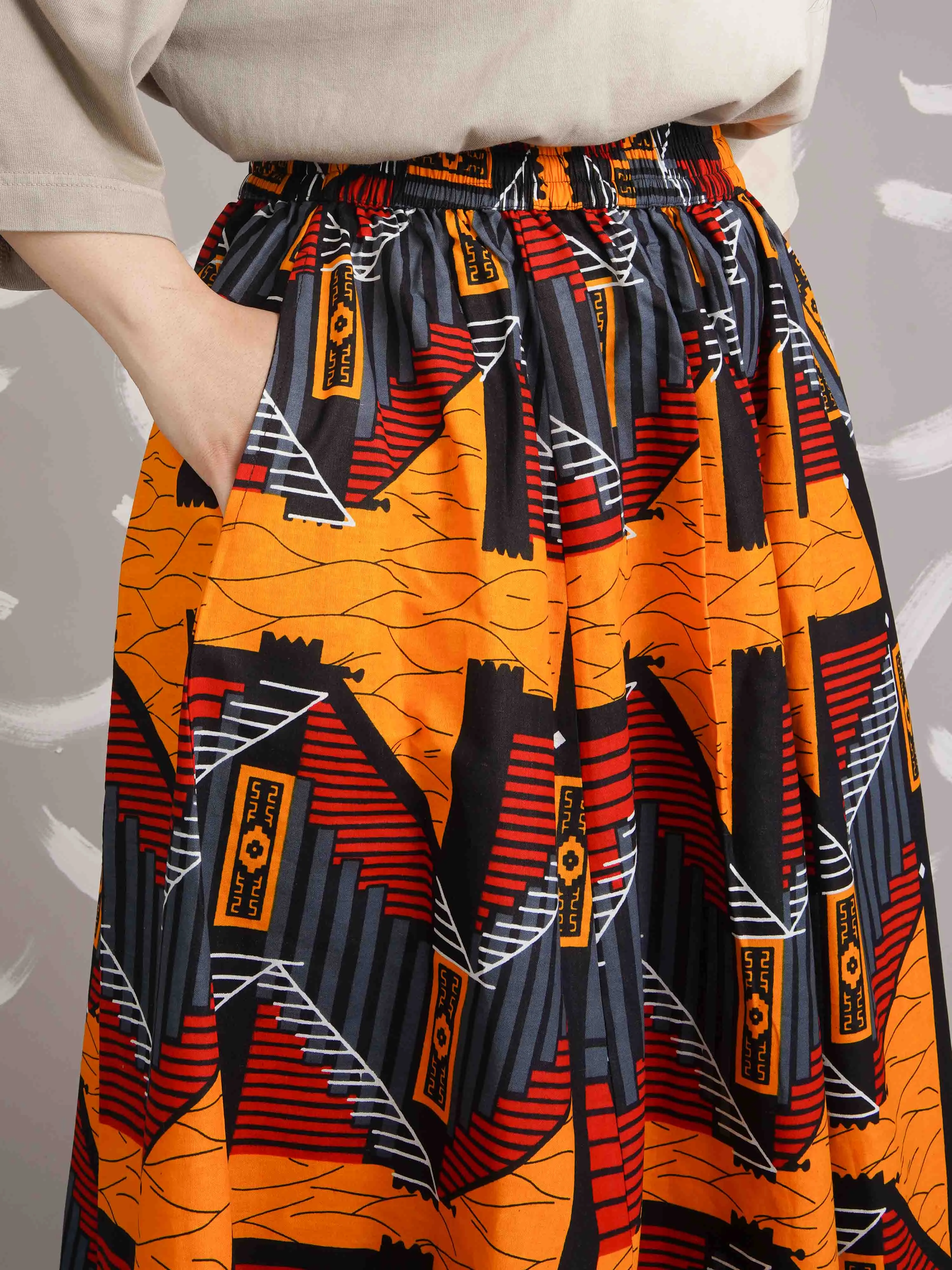 Aye Steps Structured Cotton Bold Maxi Skirt