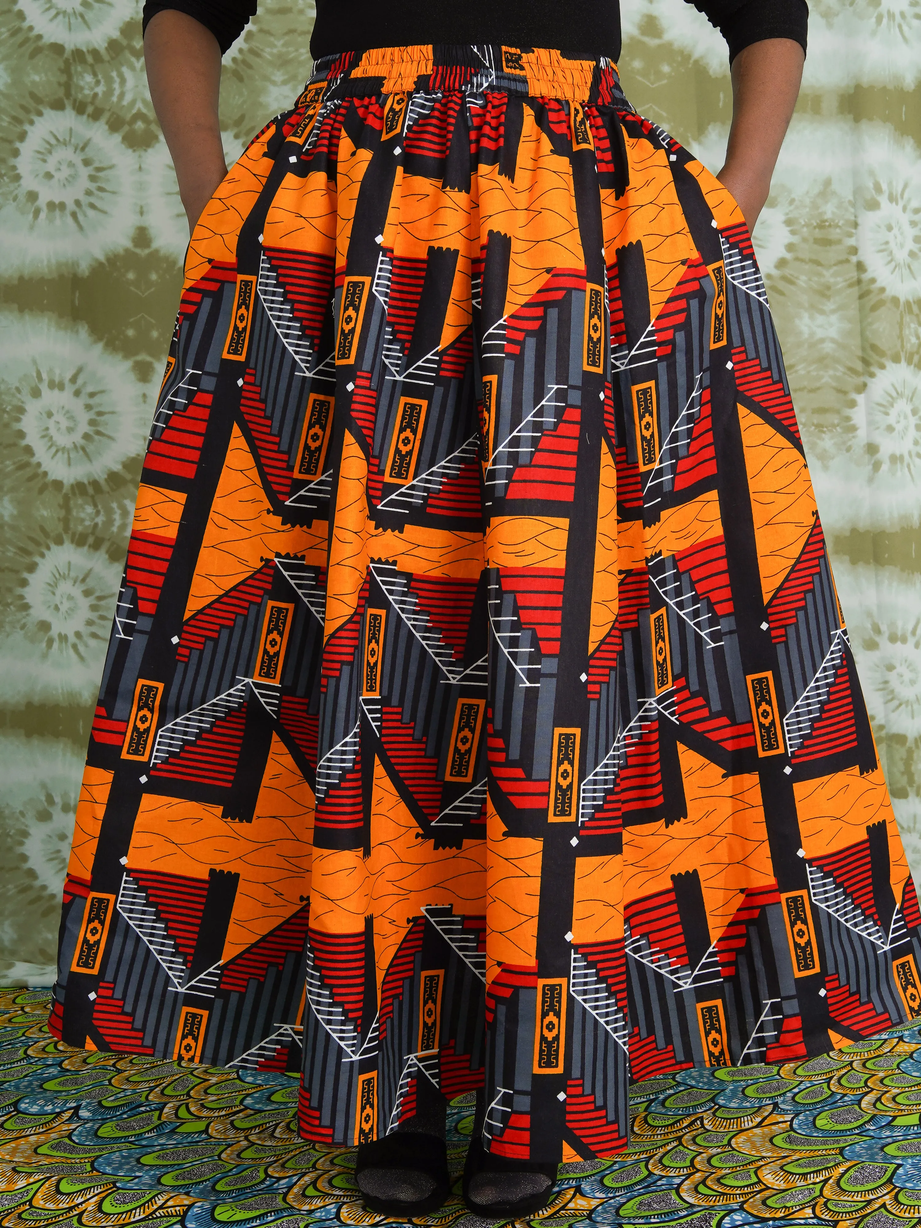 Aye Steps Structured Cotton Bold Maxi Skirt