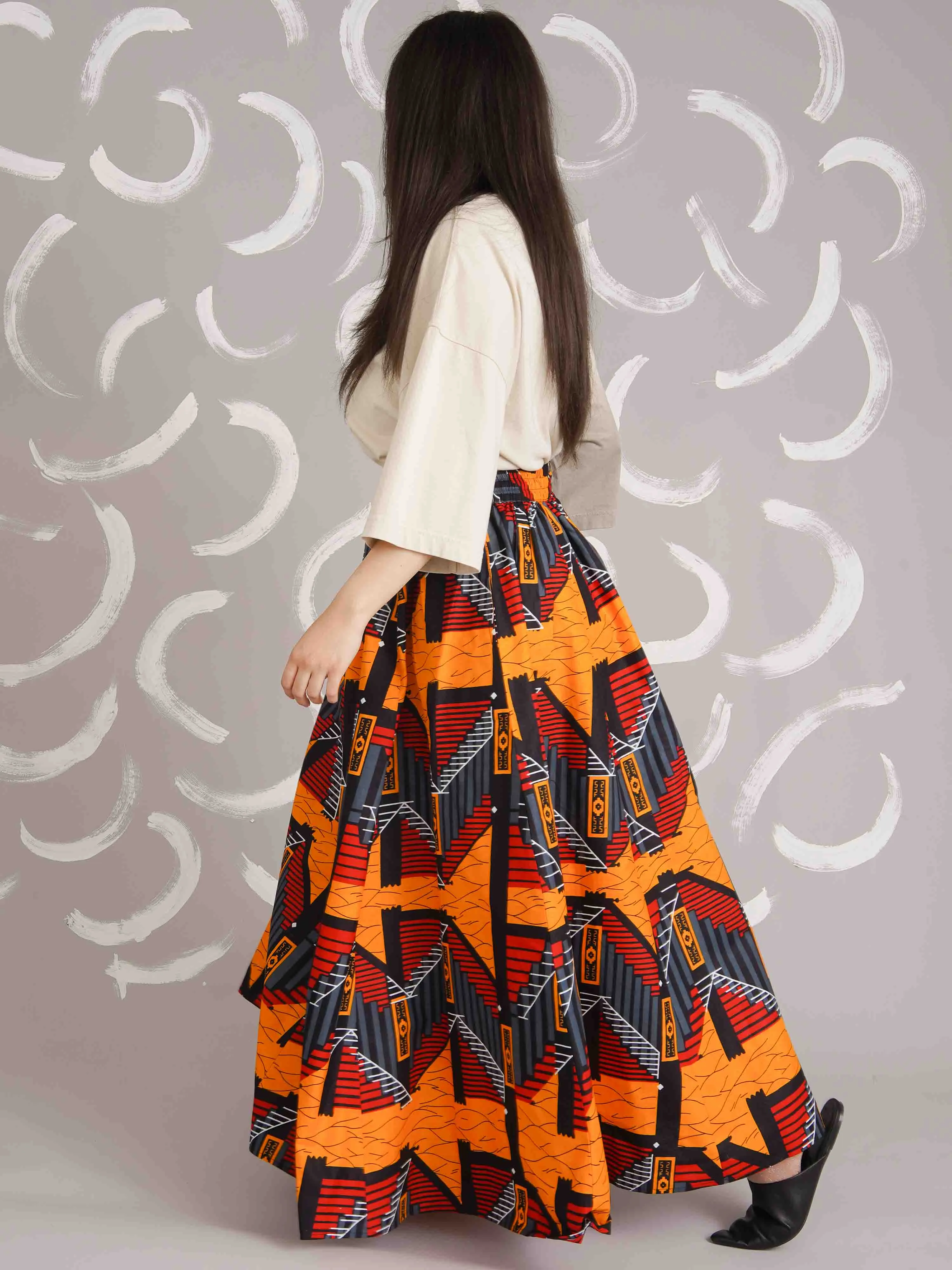 Aye Steps Structured Cotton Bold Maxi Skirt