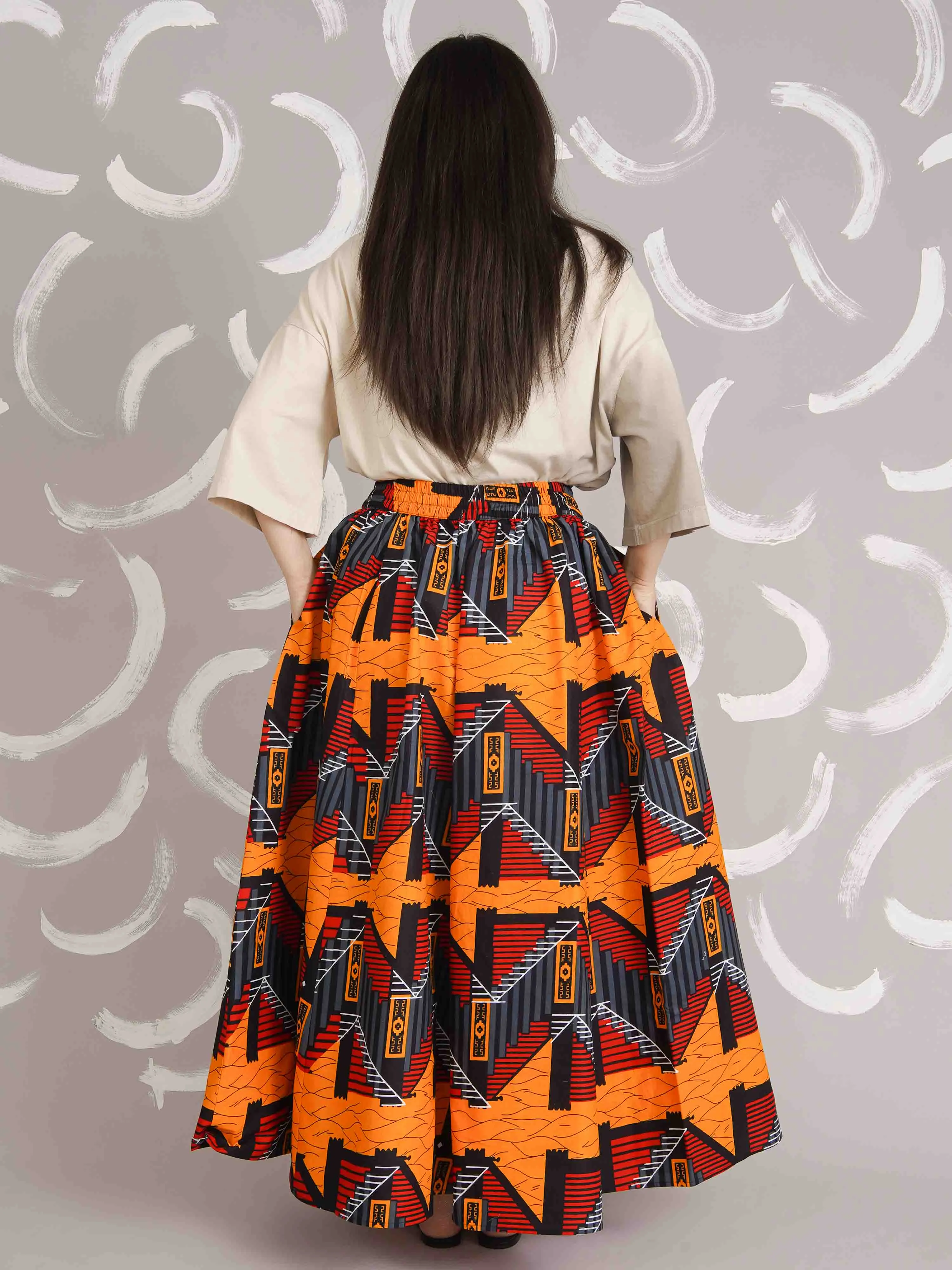 Aye Steps Structured Cotton Bold Maxi Skirt