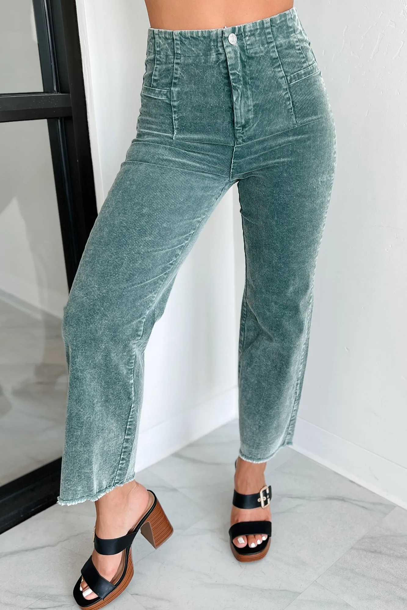 Bellatrix Mineral Wash Corduroy Pants (Teal Green)