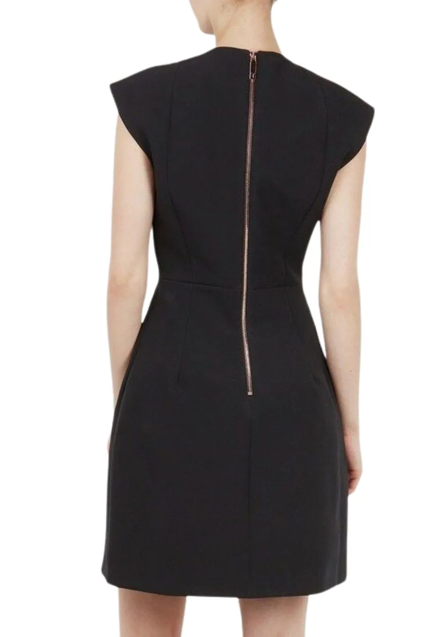 Black PPollyd Structured Bow Mini Dress