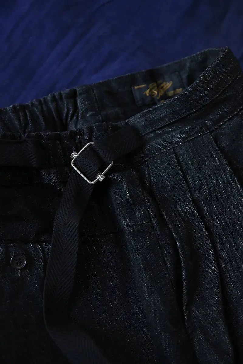 Black Selvage Denim High Rise British Army Pants - Pleated Jeans