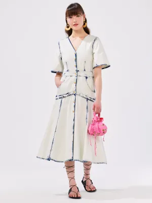 Bleached Indigo Denim Midi Dress