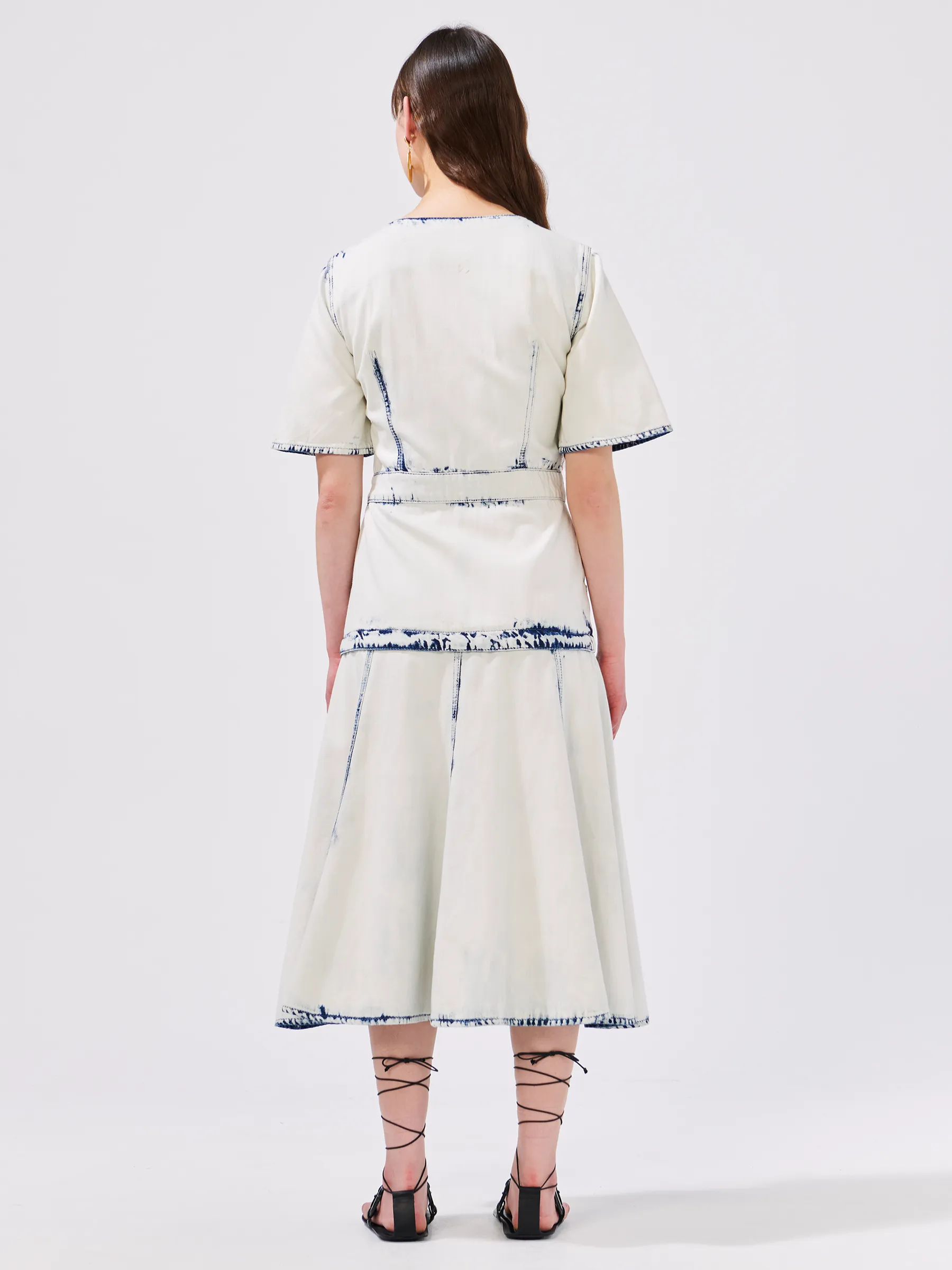 Bleached Indigo Denim Midi Dress