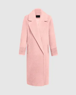 Bouclé Alpaca Long Raglan Sleeve Notched Collar Coat