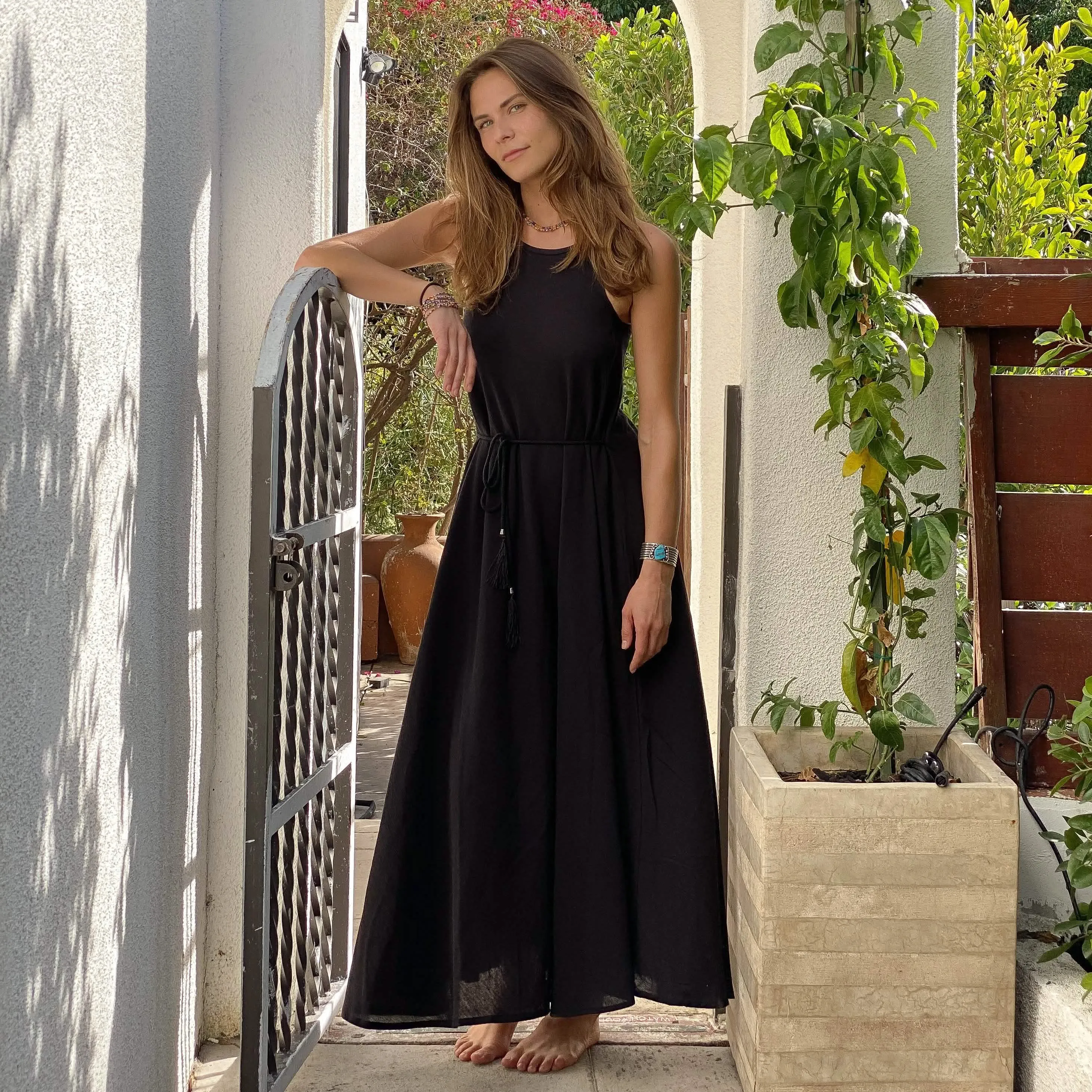 CALLIE SUMMER BLACK MAXI DRESS