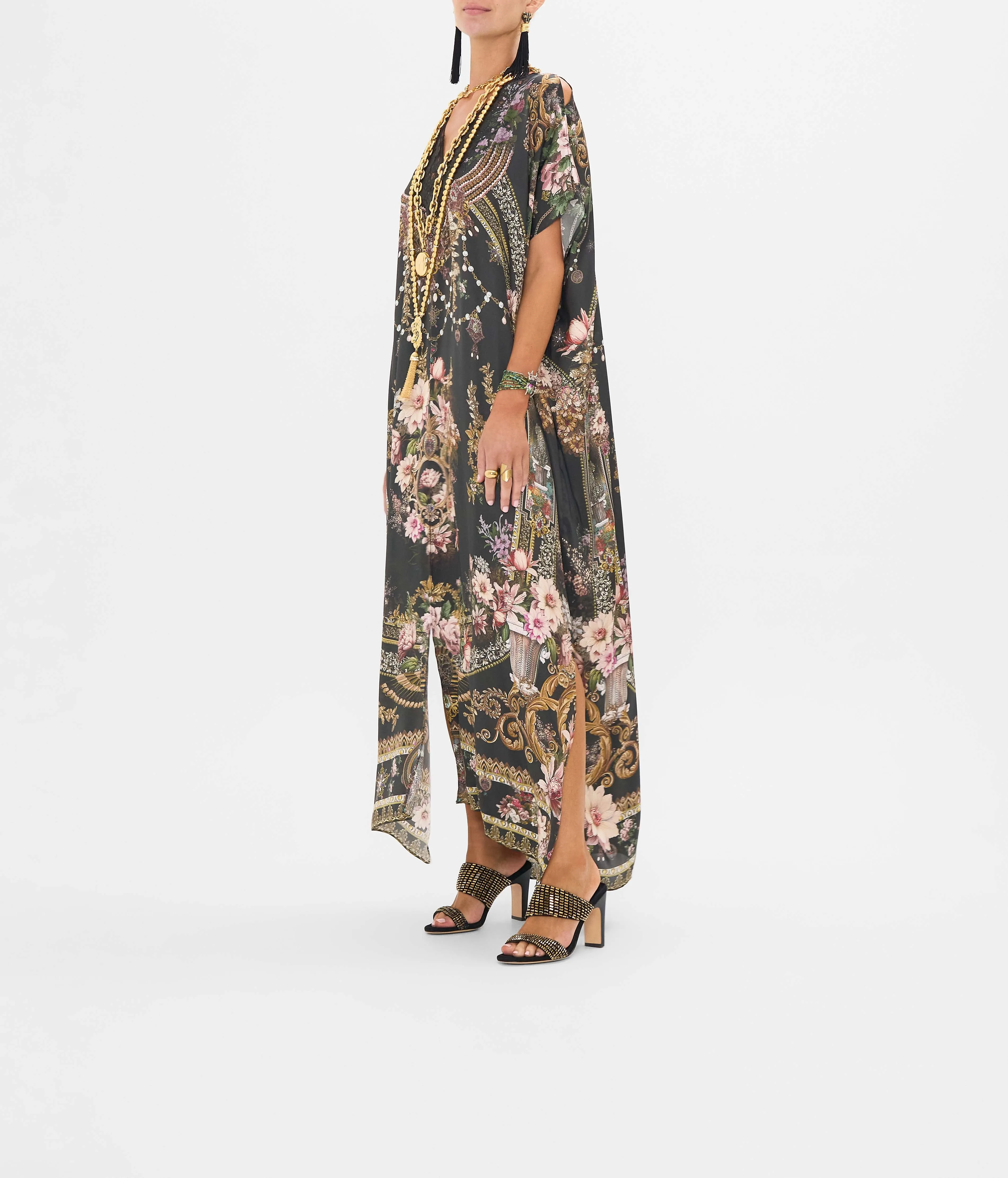 CAMILLA | DYNASTY DAZE SLIM FIT KAFTAN WITH LACE AND EMBROIDERY