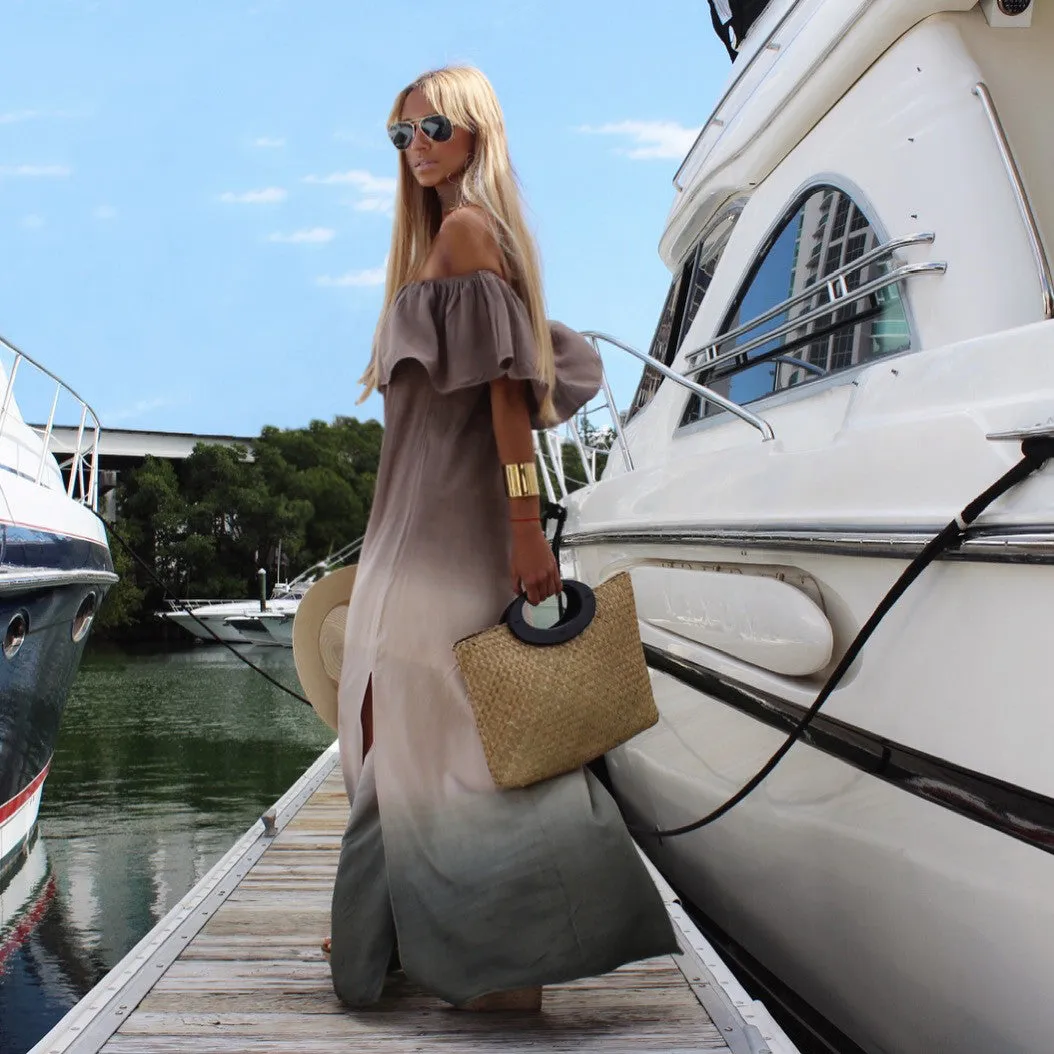Cascade Ombre Ruffle Slit Dress - The Monaco