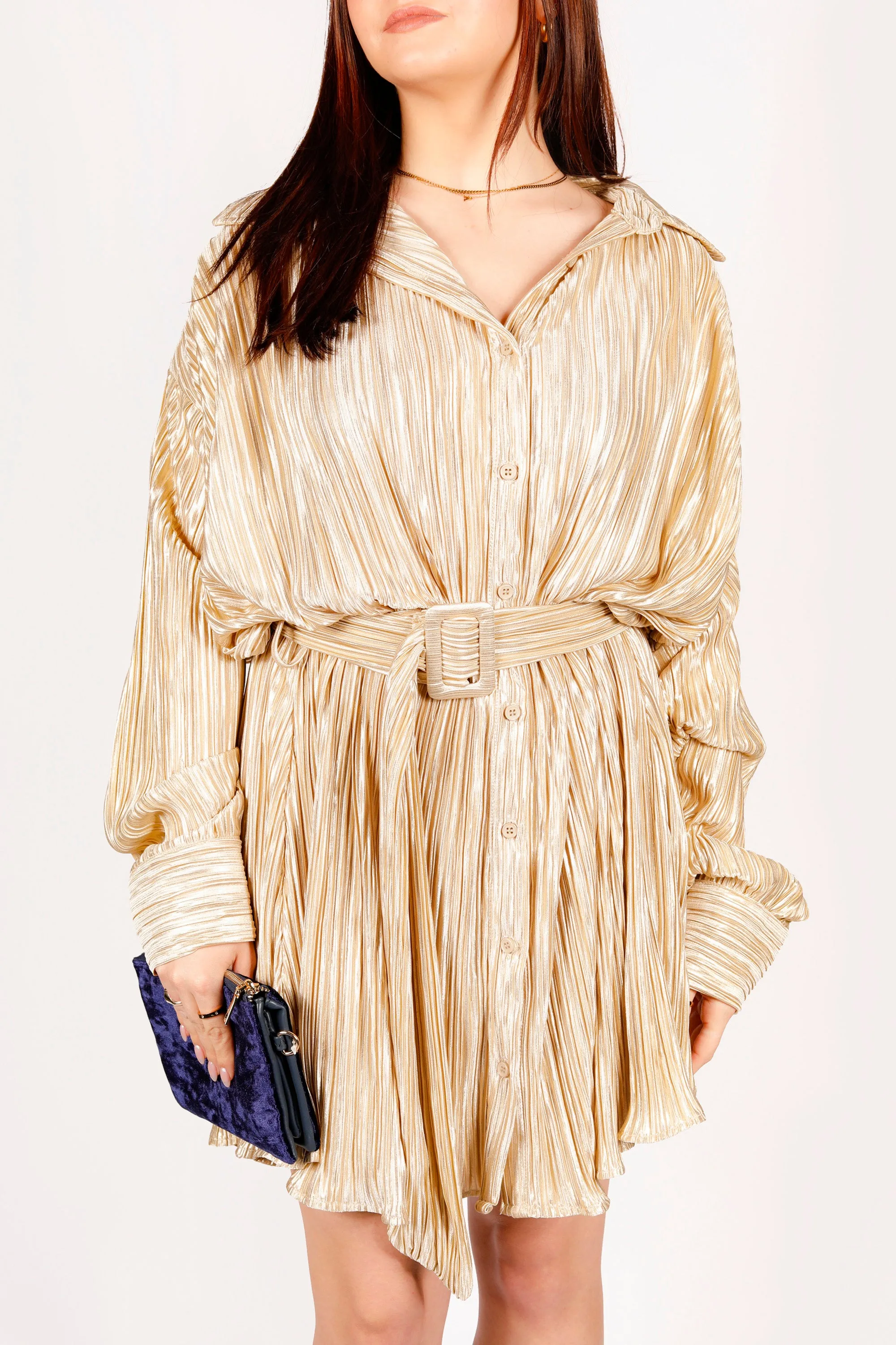 Champagne Pleated Dress