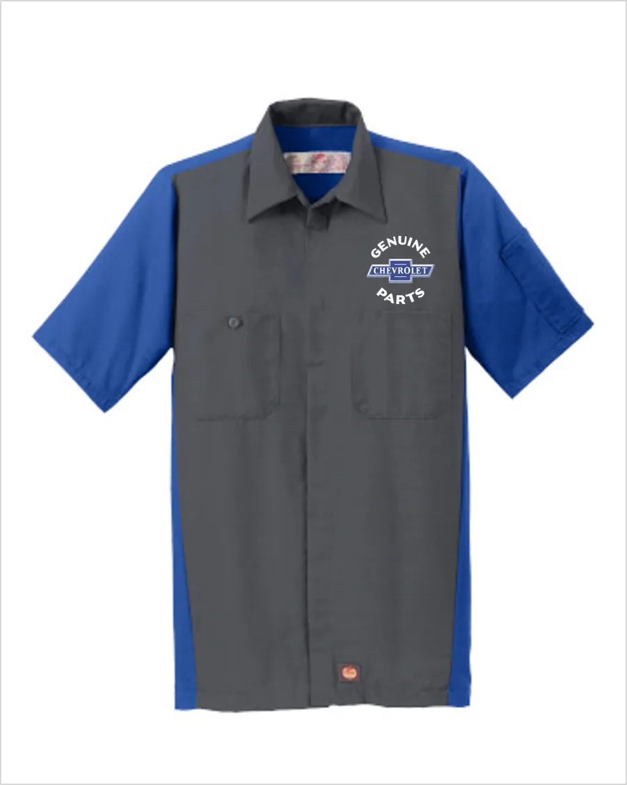 Chevrolet Genuine Parts Red Kap Short Sleeve Two-Tone Mechanic Shirt