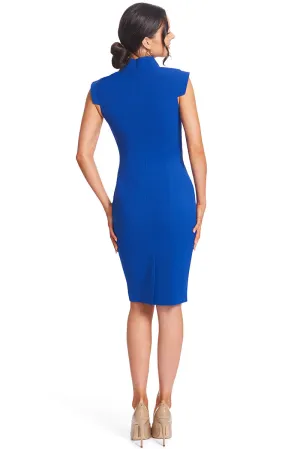 Chic Perspective Midi Dress - Sleeveless Notch Neck Sheath Design