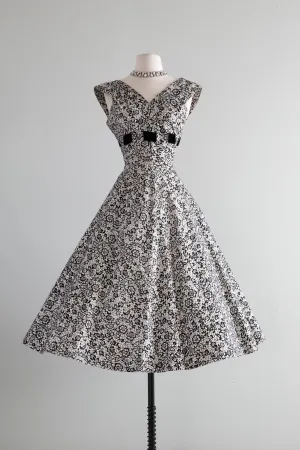 Classic 1950's Black & White Lilli Diamond Party Dress / Small