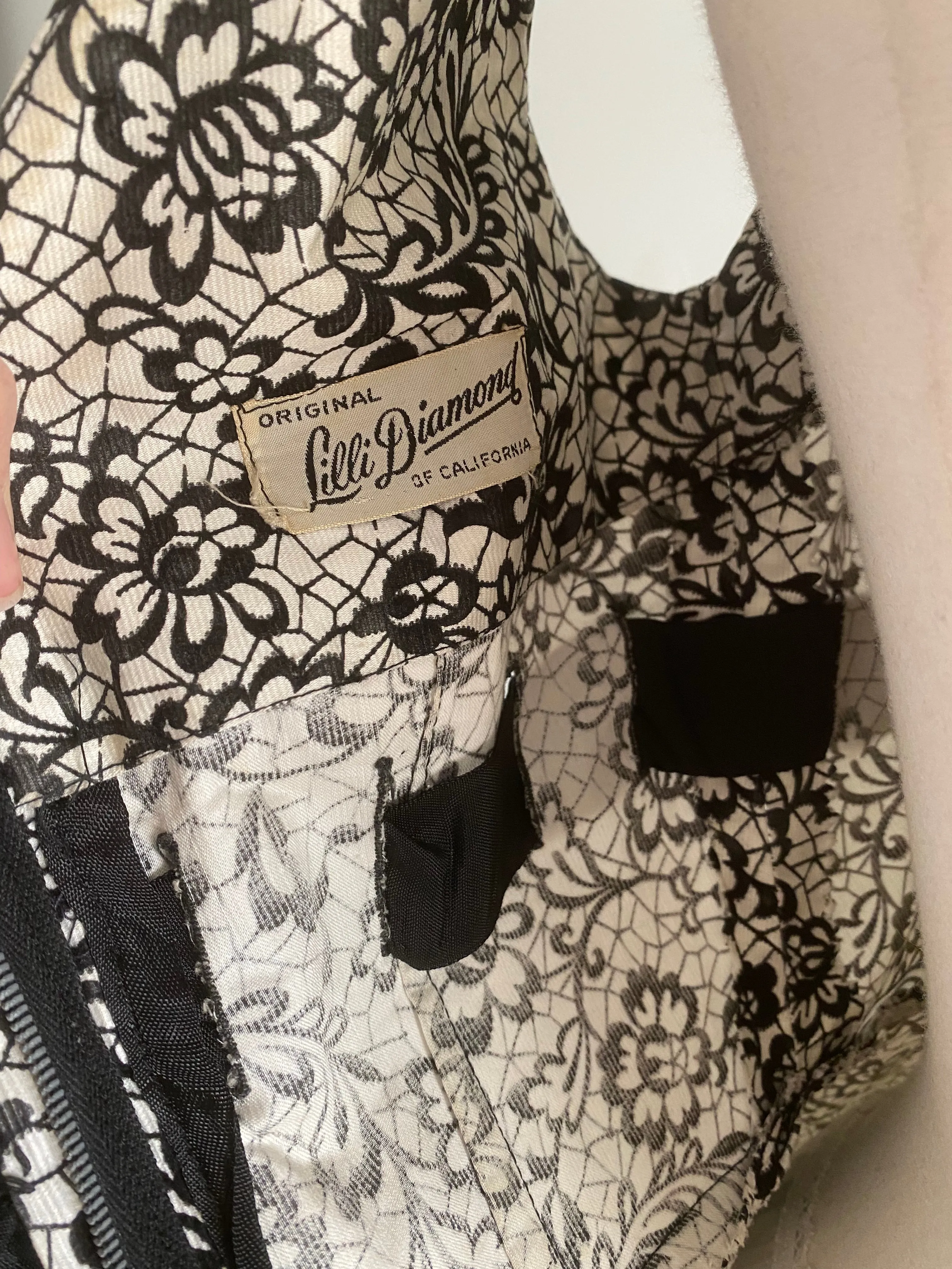 Classic 1950's Black & White Lilli Diamond Party Dress / Small
