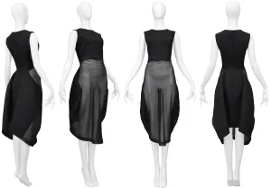 COMME DES GARCONS BLACK SHEER FRONT CONCEPT DRESS 1997