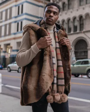 Corseni Fur Coat in Chinchilla Caramel Brown