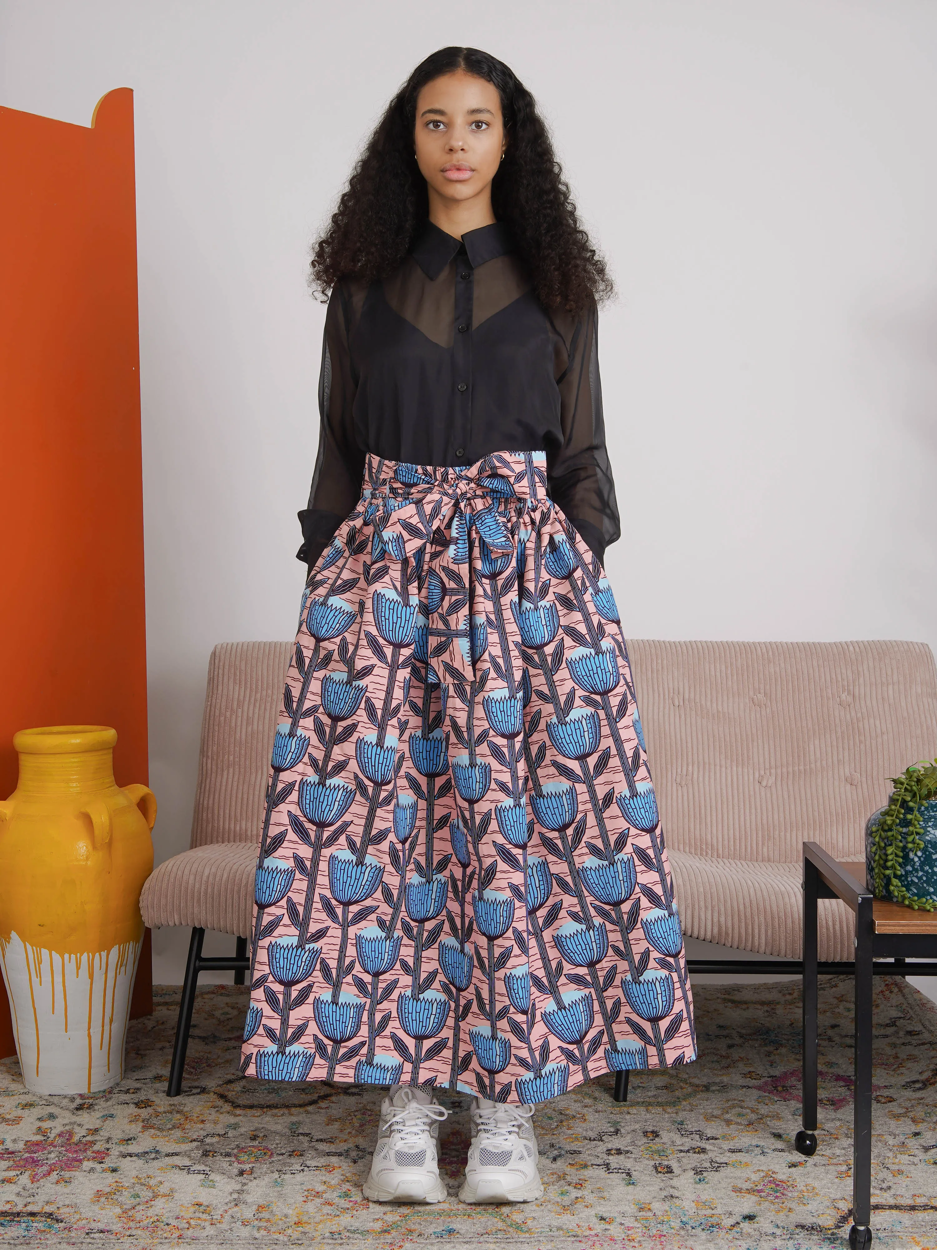 Cuban Volume Midi Skirt – Structured Dutch Wax Cotton