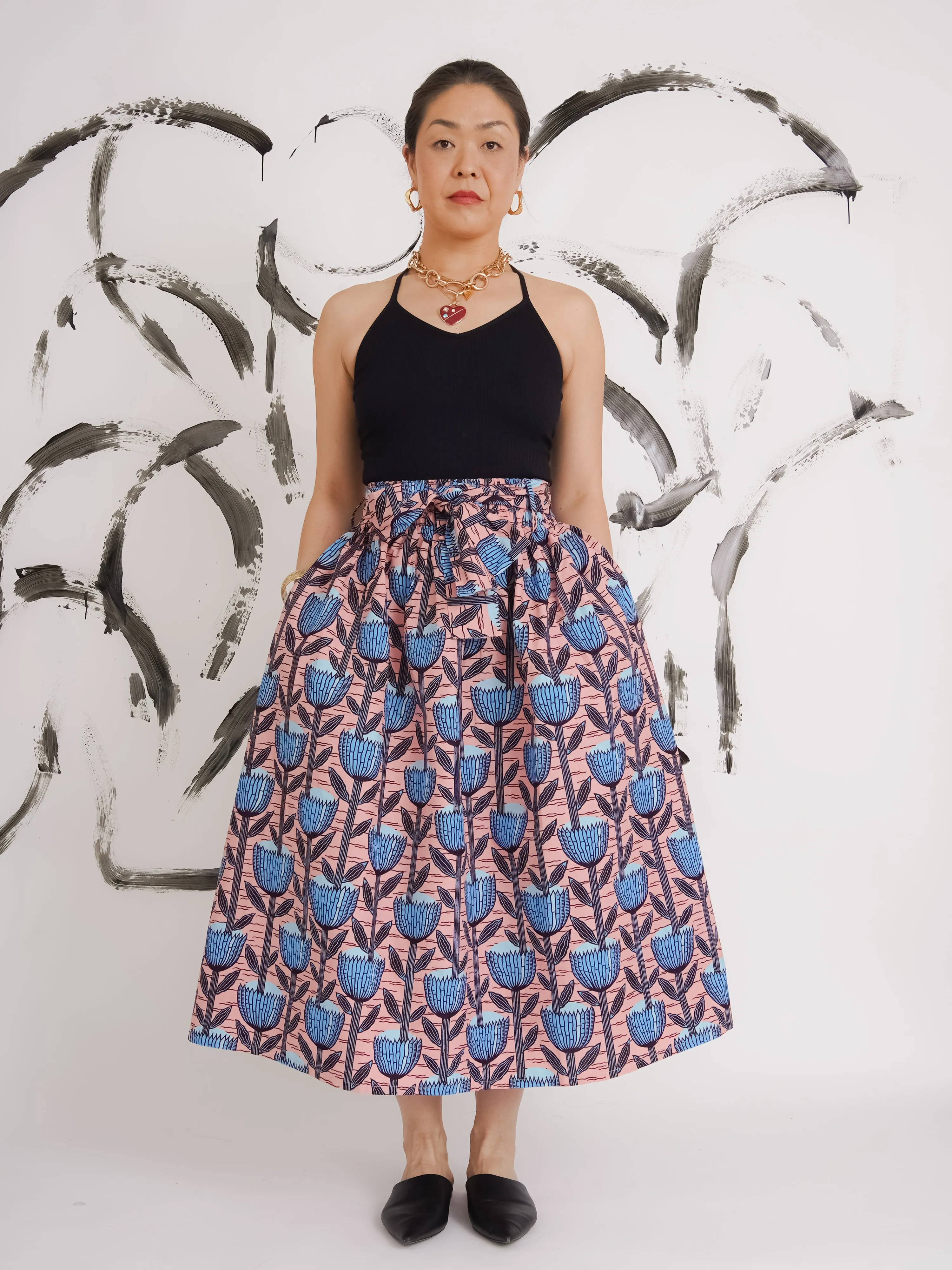 Cuban Volume Midi Skirt – Structured Dutch Wax Cotton