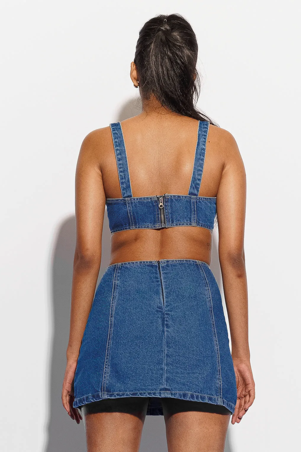 Cut Out Indigo Denim Dress