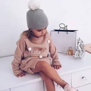 'Dance' Pom Pom Jumper Dress - Baby Pink- 90