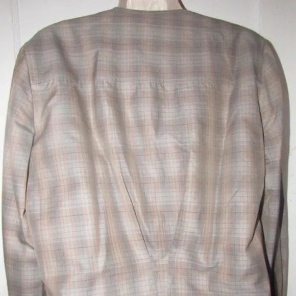 Dior Brown Burgundy Blue Plaid Deep V-neck Cropped Blazer