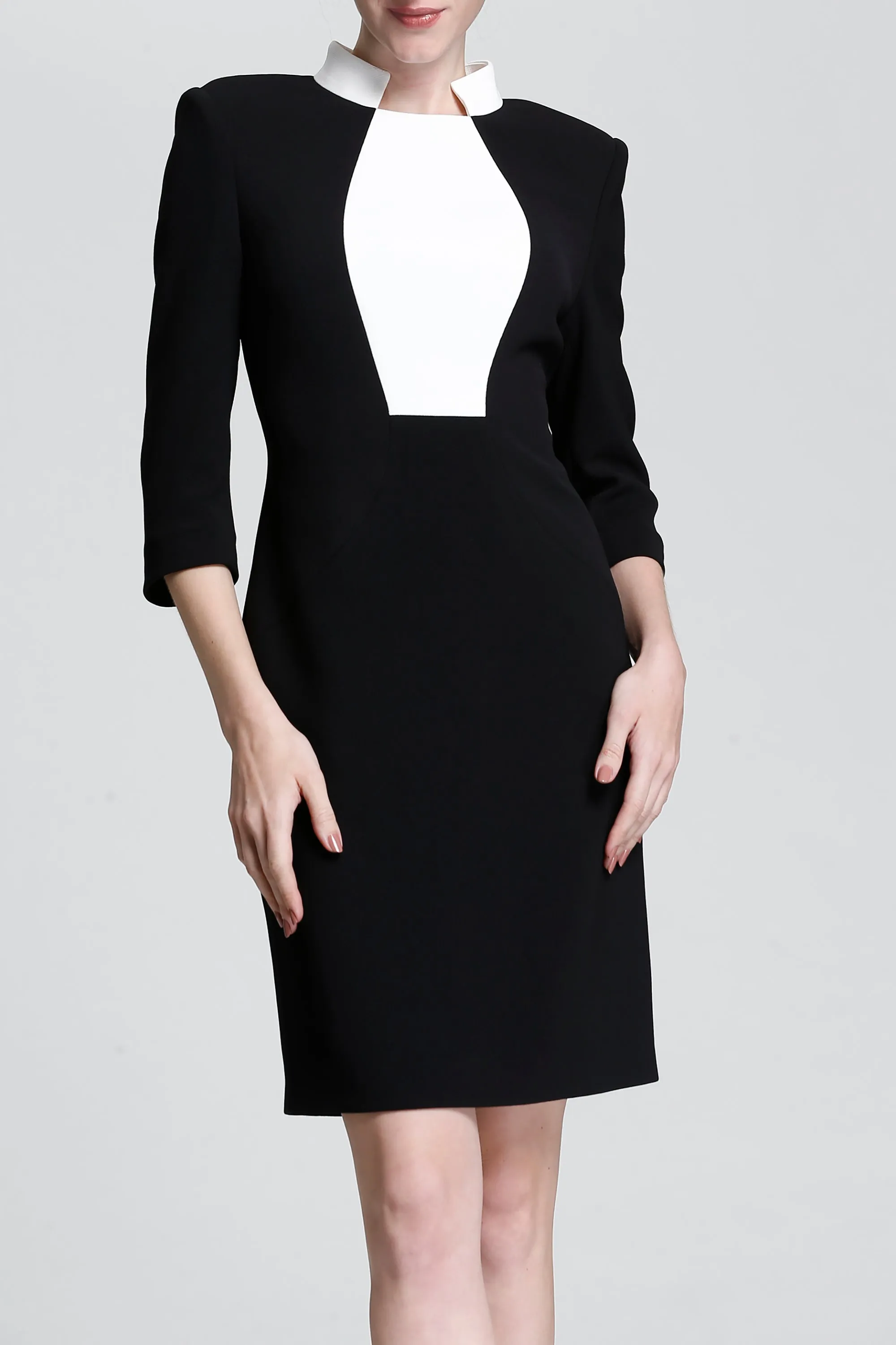 DL Black & White Stand-Up Collar Dress