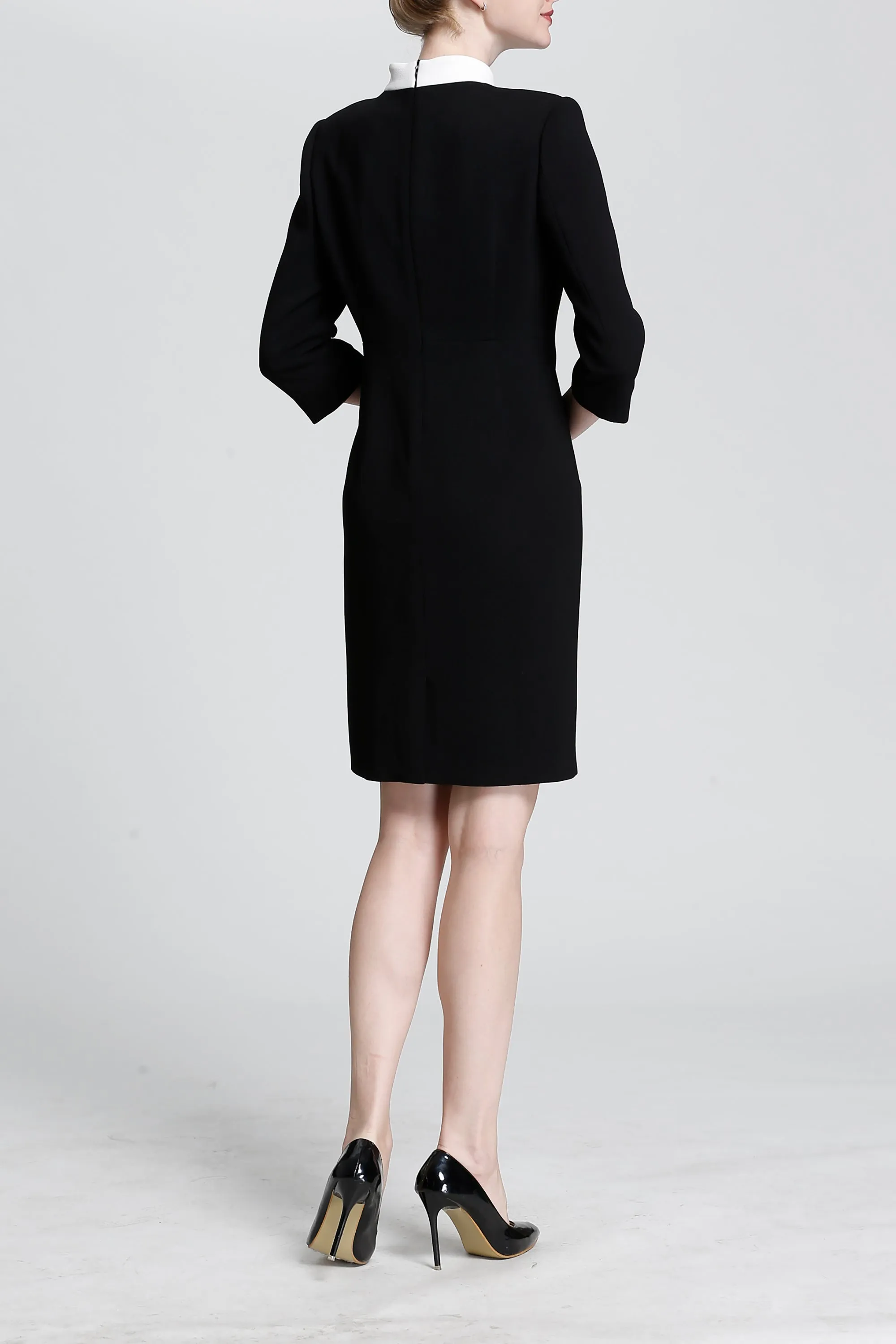 DL Black & White Stand-Up Collar Dress