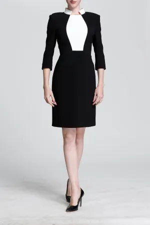 DL Black & White Stand-Up Collar Dress