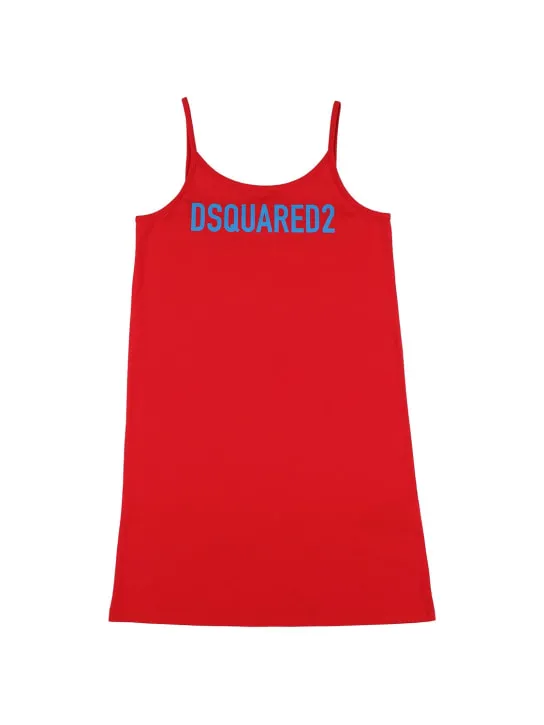 Dsquared2   Logo print cotton jersey tank dress 