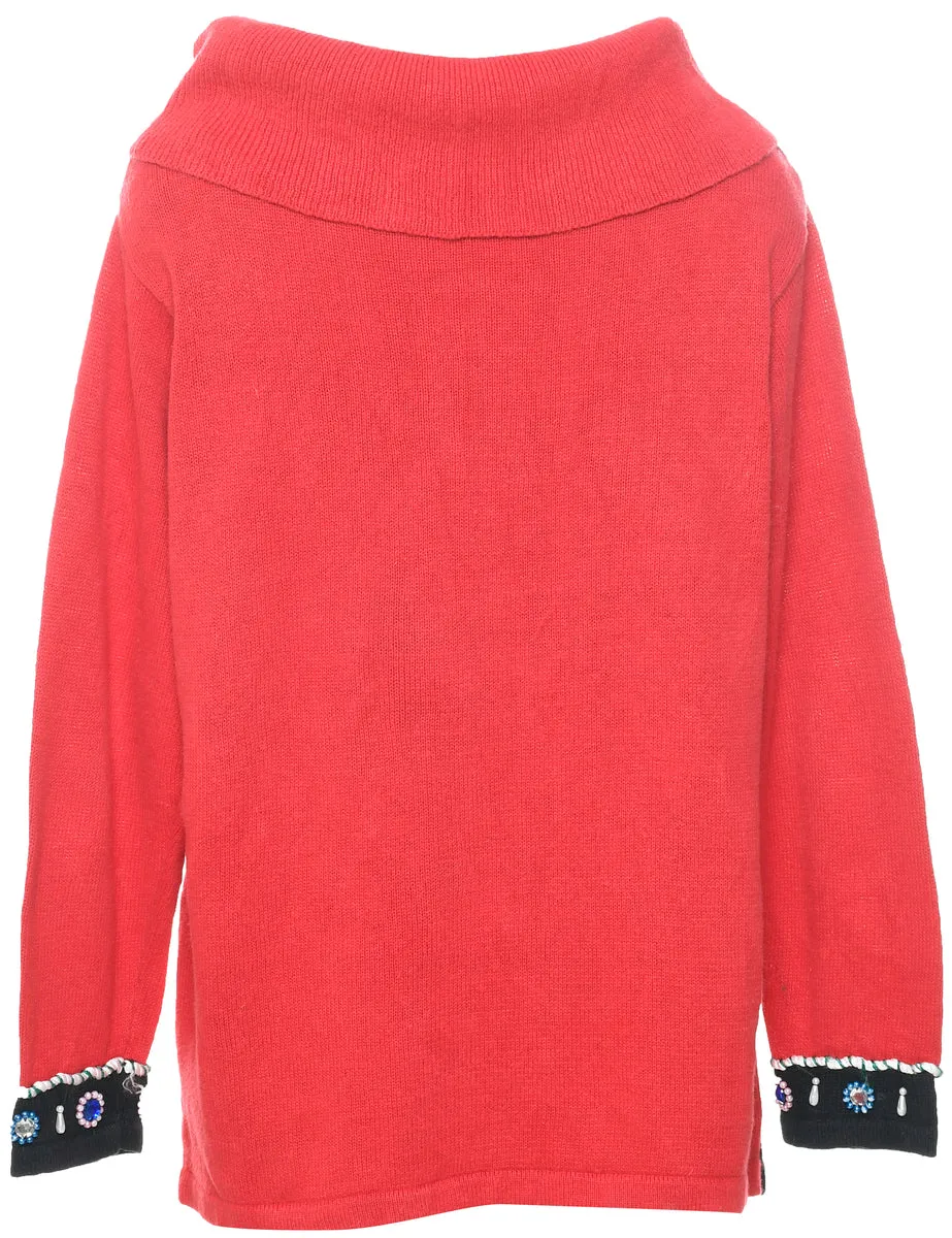 Embroidered Christmas Jumper - M
