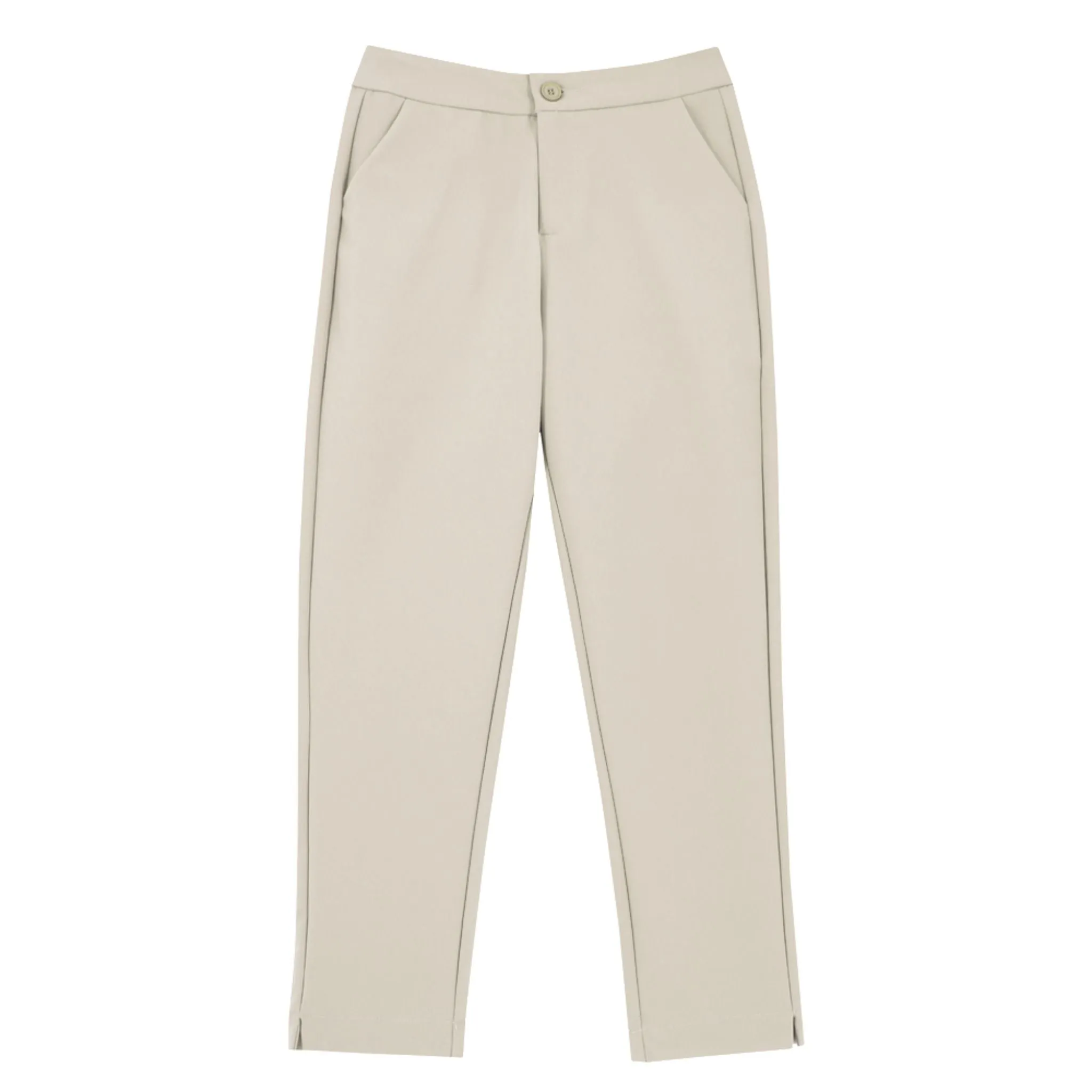 ENRO High-Waisted Capri Pants With Side Pockets - Beige